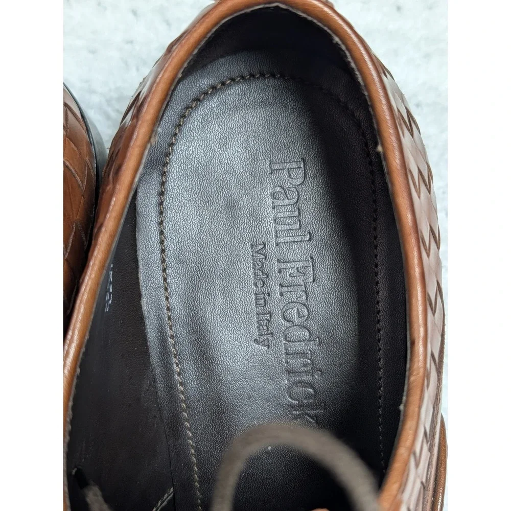 Paul Fredrick Brown Woven Italian Leather Oxford Dress Shoes Made Italy‎  8.5